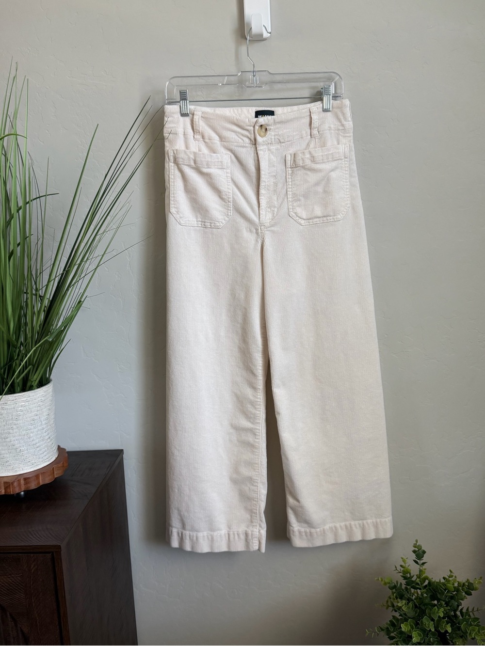 Maeve Anthropologie The Colette Wide Leg Corduroy Pants Ivory 29